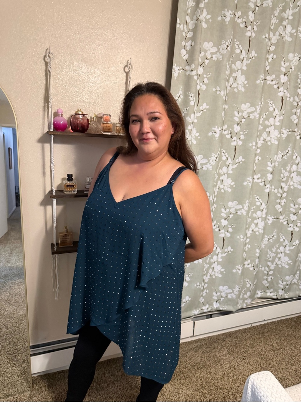 City Chic Teal Sleeveless V-Neck Polka Dot Camisole
